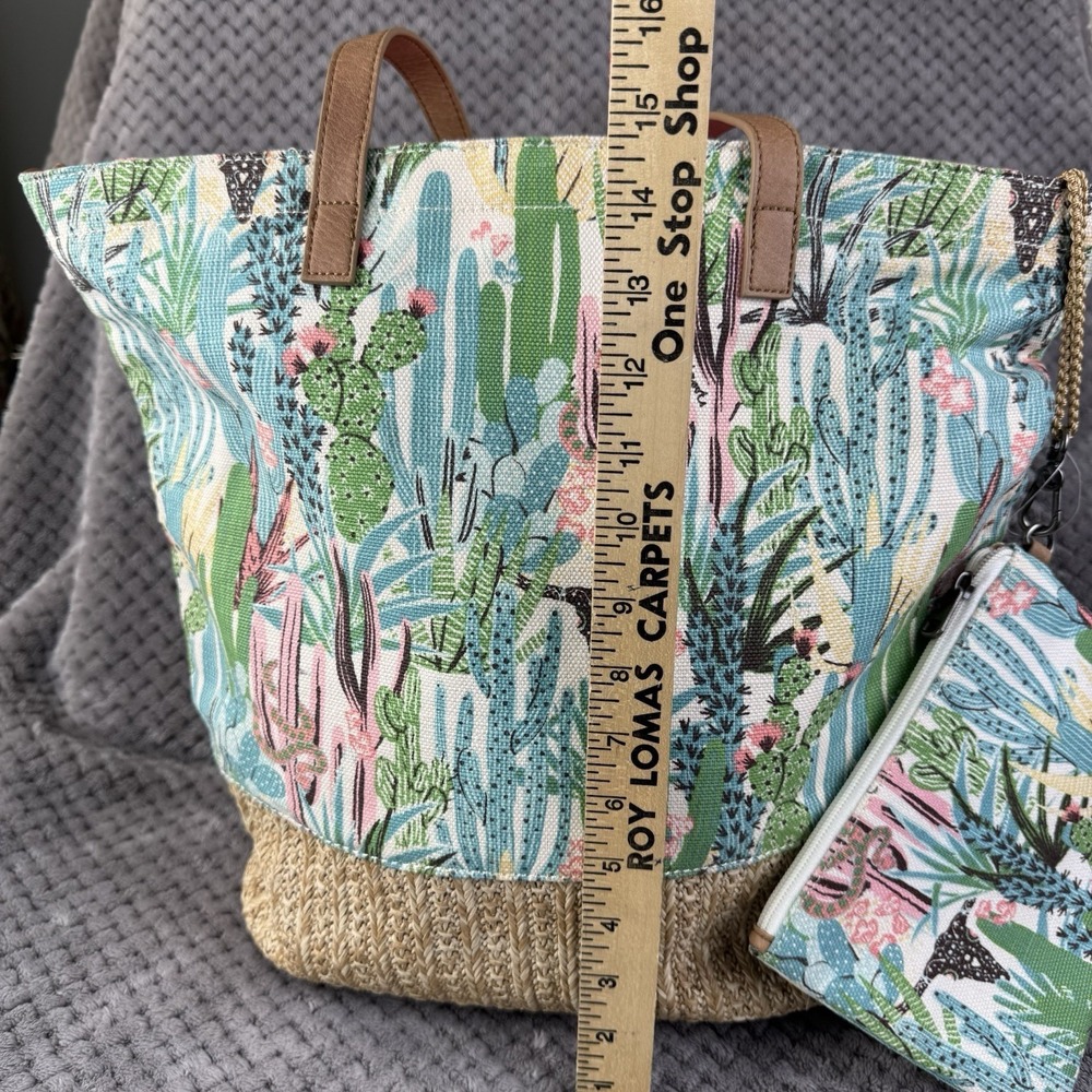 Sakroots Cactus Print Tote Bag W Pouch Straw Beach Vacation Summer Boho NWOT - Picture 7 of 16